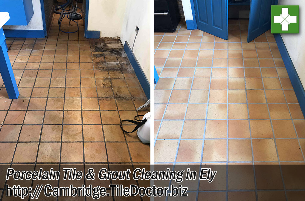 Terracotta Effect Porcelain Tile Grout Before After Cleaning Ely