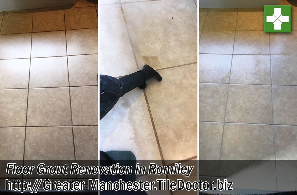 Bathroom Floor Grout Before After Cleaning Colouring Romiley