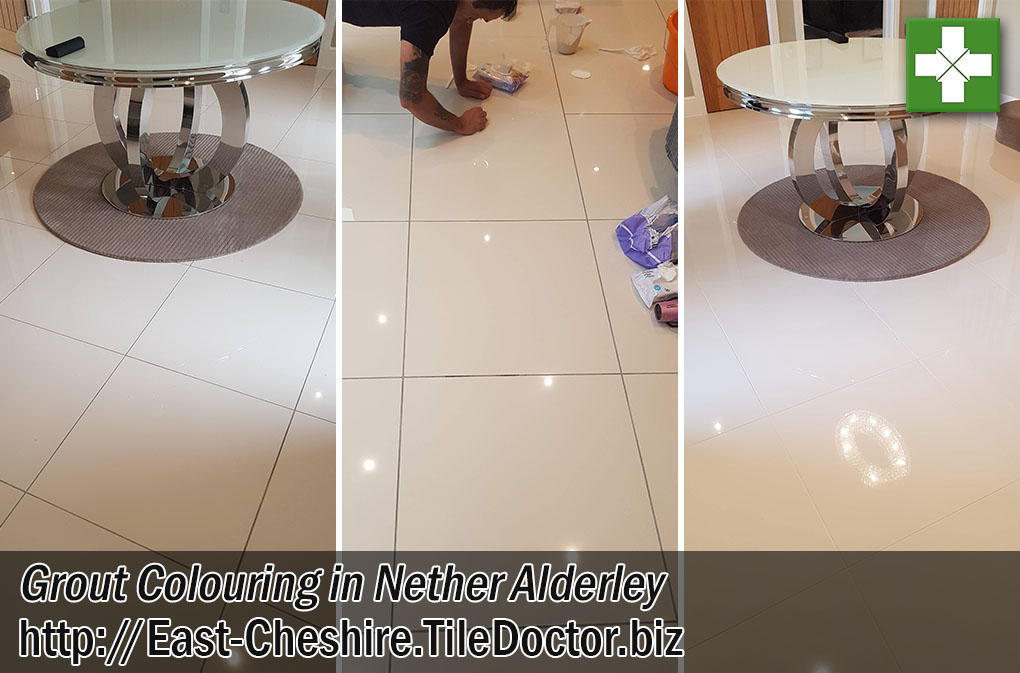 Porcelain Tiled Floor Before After Grout Colouring Nether Alderley
