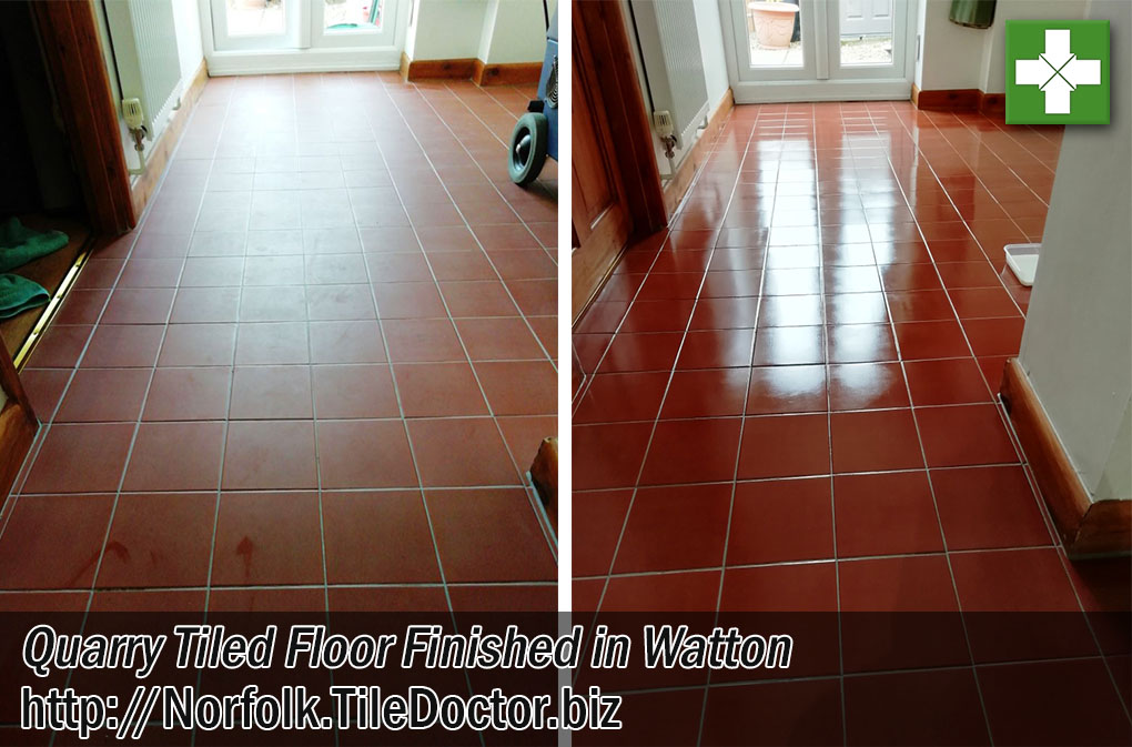 Quarry Tiled Floor Before After Grout Haze Removed Watton