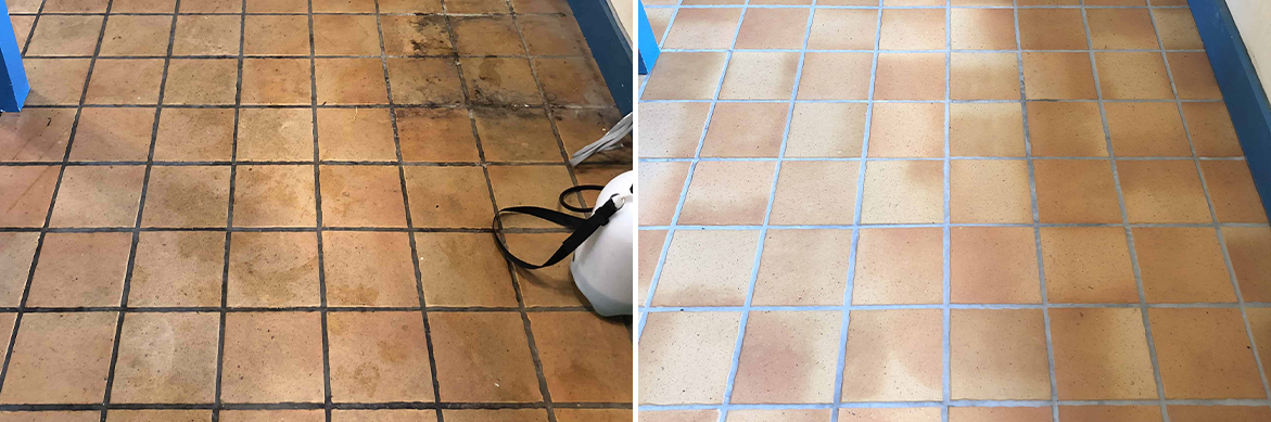 Terracotta Effect Porcelain Tile Grout Before After Cleaning Ely